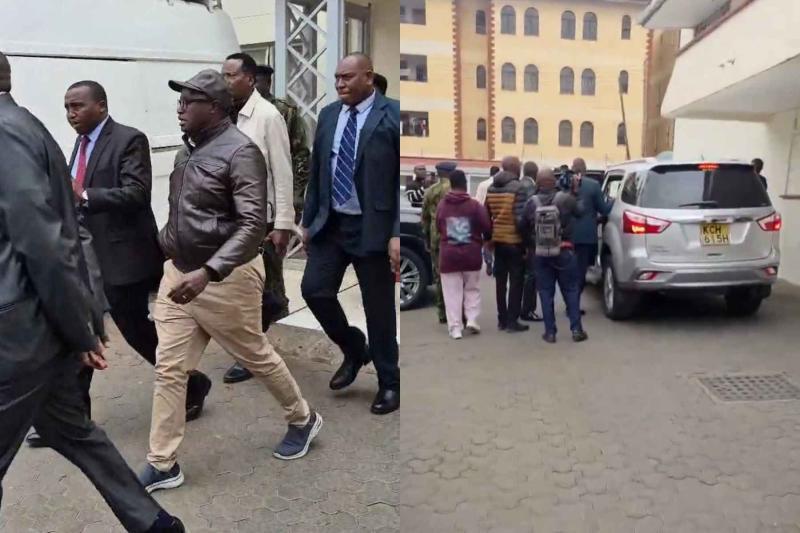 Collage photo of Mukurweini MP John Kaguchia being arrested by DCI detectives